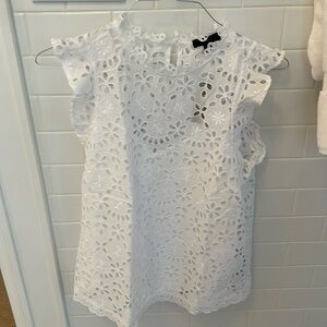 J. Crew white eyelet blouse.
